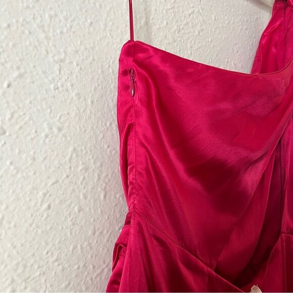 NWT Anthropologie One-Shoulder Silk Midi Dress in Pink NEW - Picture 9 of 11